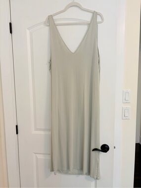 H&M Sage Green Sleeveless V-Neck Slip Dress